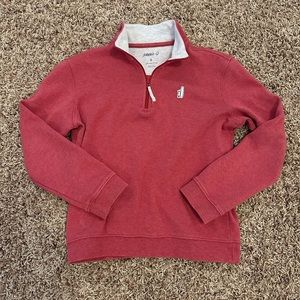 Boys Johnnie-O quarter zip sweater sweatshirt 8 medium red gray